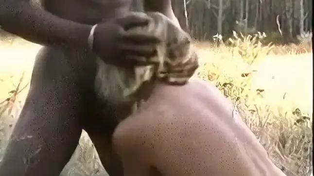 Watch this tattooed African bull pound his cuckold hubby's wife with wild outdoor sex