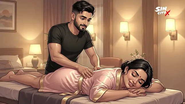 Office Aunty Priya seduced by young Masseur for a hardcore massage fuck