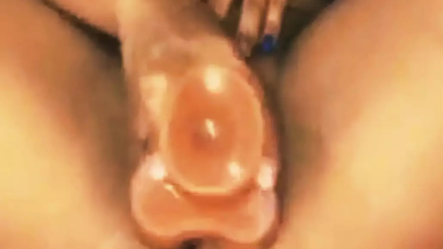 See me finger my wifey's taut vulva while she gets off with my faux wood in her beaver