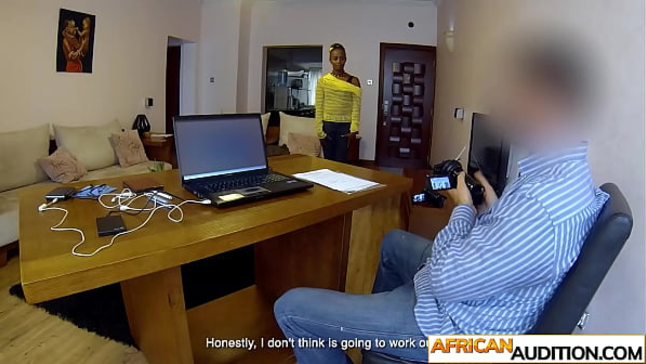 Uninhibited teen from Ethiopia blows a thick black rod during first casting
